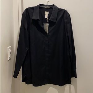 Chico’s effortless cotton black button down shirt